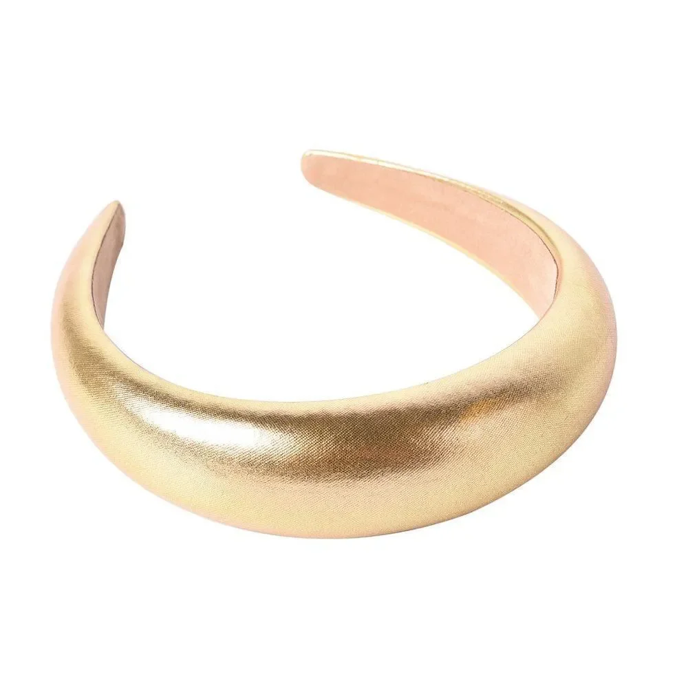 Gold and Black Faux Leather Sponge Hair Hoop